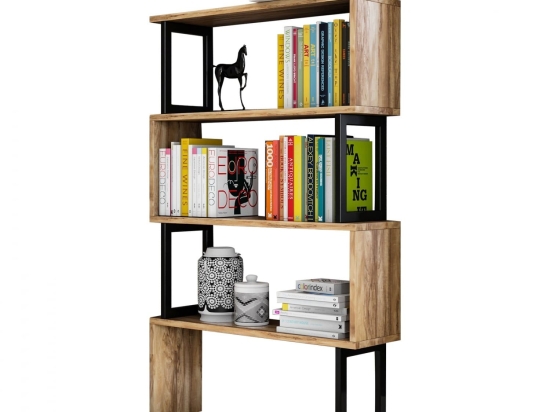 Βιβλιοθήκη HM8867.01 80x22x128cm Walnut-Black Μελαμίνη