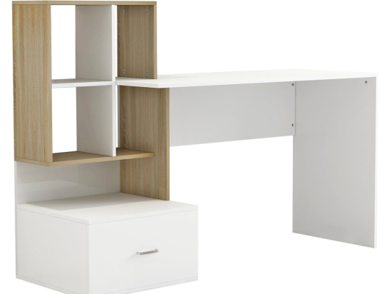 Γραφείο Με Βιβλιοθήκη HM8993.02 149x48x105cm White-Sonama