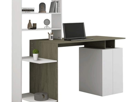 Γραφείο Με Βιβλιοθήκη HM8886.11 146,3x55x128,8cm Olive-White