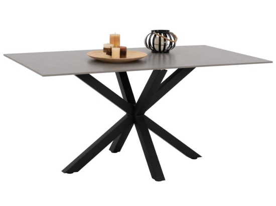 Τραπέζι Τραπεζαρίας Sintered Stone HM9308.03 Με Μεταλλικά Πόδια 160x90x75cm Black-Grey Πέτρα,Μέταλλο