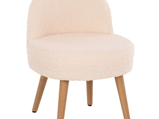 Σκαμπό Με Πλάτη Yasmine HM8395.20 47x46x64,5cm Μπουκλέ Ύφασμα Ecru