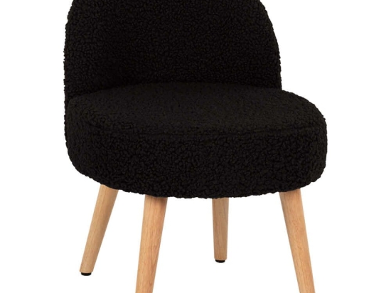 Σκαμπό Με Πλάτη Yasmine HM8395.24 47x46x64,5cm Μπουκλέ Ύφασμα Black