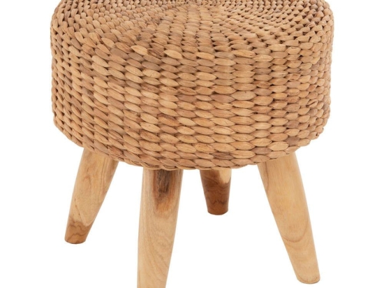 Σκαμπό Jim HM7824 Ψάθινο Κάθισμα Φ43x43cm Ξύλο Teak Natural Ξύλο,Ψάθα