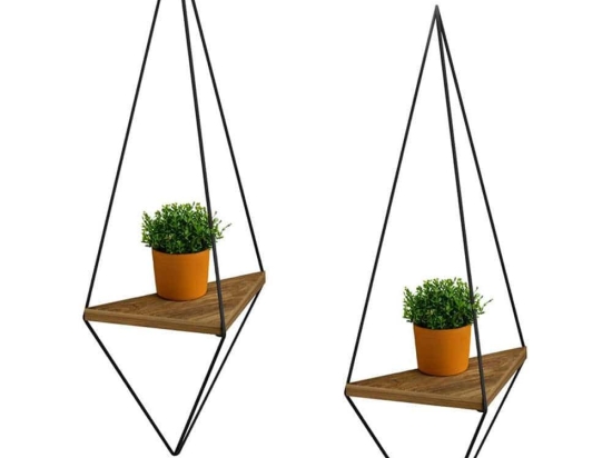 Ράφι Επιτοίχιο (Σετ 2Τμχ) Cannard HM8925.11 23x15x60cm Black Μελαμίνη,Μέταλλο