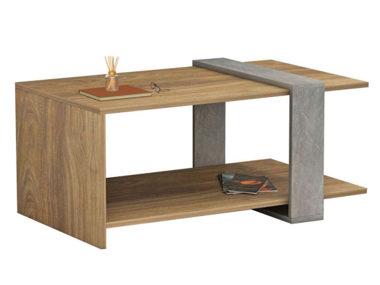Τραπέζι Σαλονιού Wilma HM8950.13 80x50x35cm Πέτρα Natural-Grey Μελαμίνη