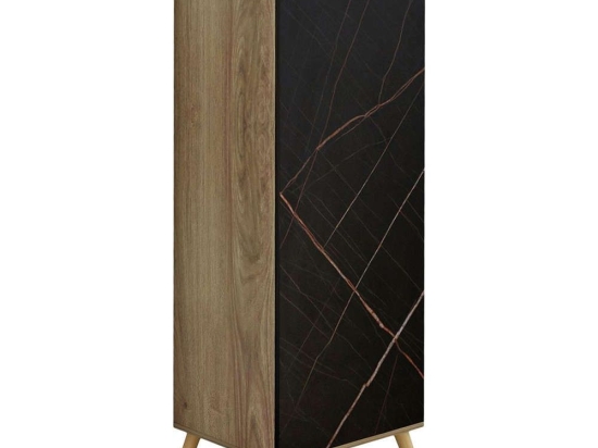 Παπουτσοθήκη - Ντουλάπι Alvaro HM8954.13 50x38x135cm Εφέ Μαρμάρου Sonoma-Black Μελαμίνη
