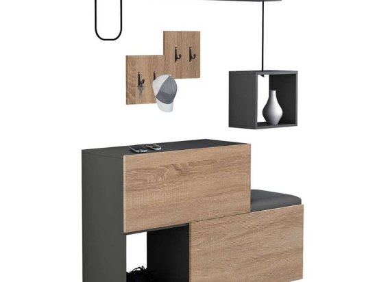 Έπιπλο Εισόδου Cerb HM8957.11 120x20x72cm Sonoma-Grey Μελαμίνη