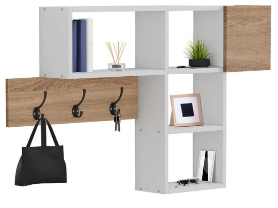 Κρεμάστρα Εισόδου Με Ράφια Harlan HM8973.12 99,5x15x61cm Sonoma-White Μελαμίνη