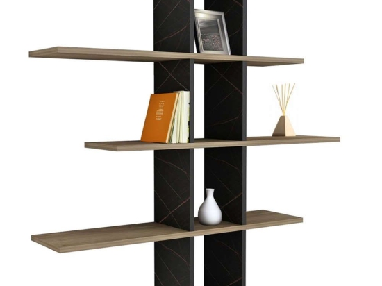 Ραφιέρα Τοίχου Dominic HM8976.13 96x19,5x101cm Εφέ Μαρμάρου Natural-Black Μελαμίνη