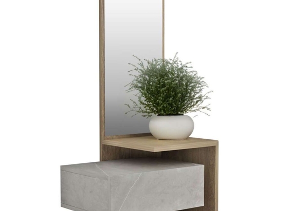 Έπιπλο Εισόδου Με Καθρέπτη Meara HM8984.12 49,1x31,3x90cm Natural-Grey Μελαμίνη