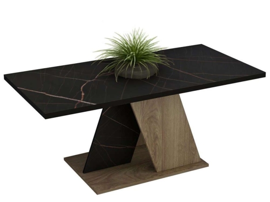 Τραπέζι Σαλονιού Dile HM9528.03 110x55x47cm Εφέ Μαρμάρου Natural-Black Μελαμίνη