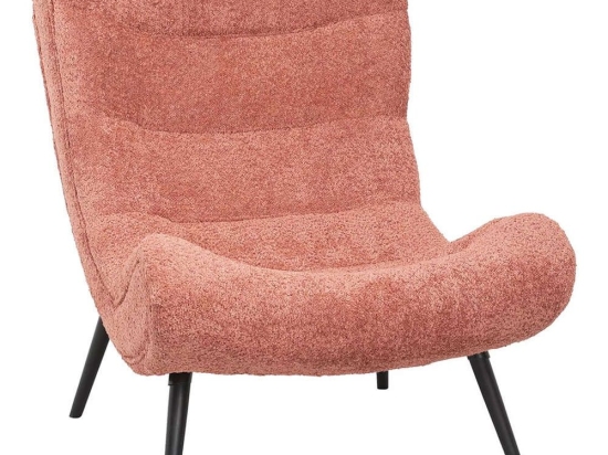 Πολυθρόνα Brym HM9605.02 97x80x100cm Με Ξύλινα Πόδια & Μπουκλέ Ύφασμα Pink-Black Ξύλο,Ύφασμα