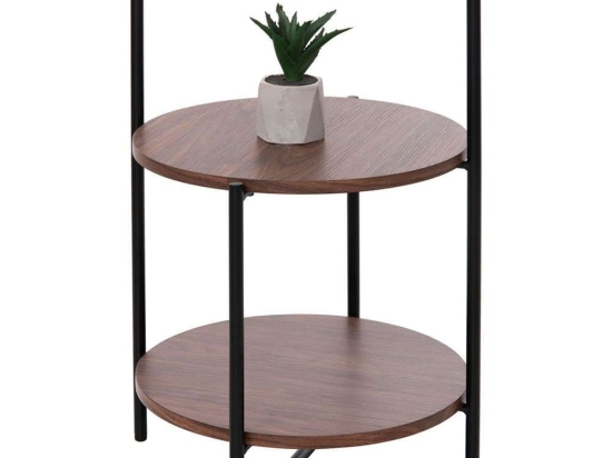 Τραπέζι Βοηθητικό Sylo HM9618.02 Φ44x66cm Wallnut-Black Mdf,Μέταλλο