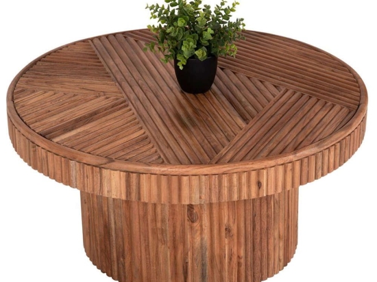 Τραπέζι Σαλονιού Στρογγυλό Ranne HM9694 Φ80x38cm Από Μασίφ Ξύλο Ακακία Natural Ξύλο