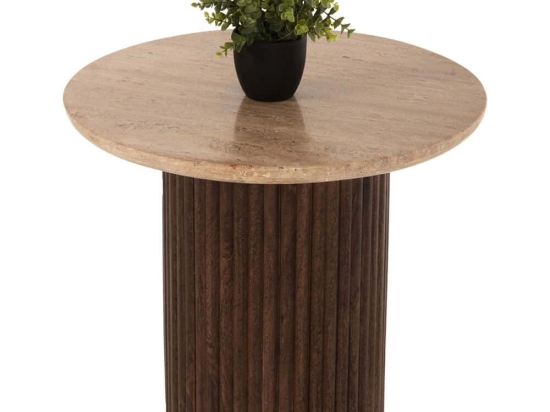 Τραπέζι Σαλονιού Gladys HM9714 Φ55x50cm Travertine Beige-Brown