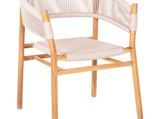 Πολυθρόνα Irving HM9763 60x55x78cm Με Σχοινί Από Ξύλο Teak Natural-Beige Ξύλο,Σχοινί