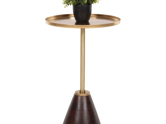Τραπεζάκι Βοηθητικό Kappur HM9726 Φ38x62cm Walnut-Gold