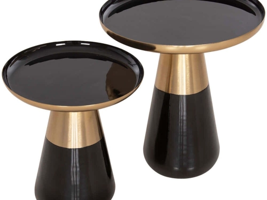 Τραπεζάκια Βοηθητικά Oluf (Σετ 2Τμχ) HM9922 Φ50/41cm Gold-Black