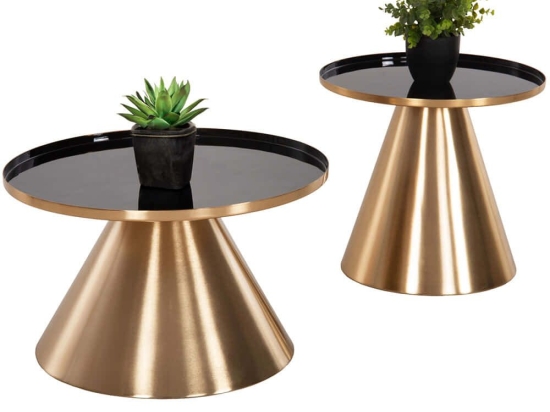 Τραπεζάκια Βοηθητικά Lorme (Σετ 2Τμχ) HM9923 Φ50/40cm Gold-Black