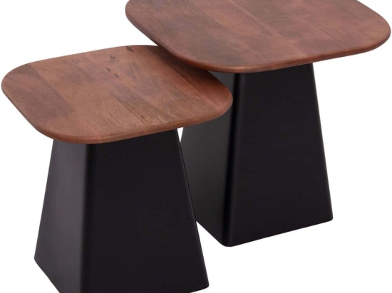 Τραπεζάκια Βοηθητικά Vaiola (Σετ 2Τμχ) HM9998 40x40/50x50cm Walnut-Black