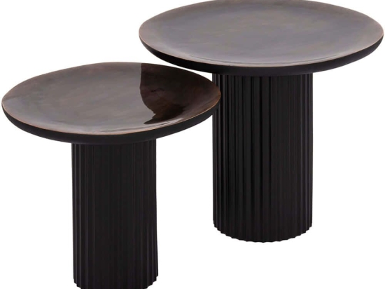 Τραπέζια Σαλονιού Elaf (Σετ 2Τμχ) HM9999 45x43x42/56x54x48cm Brown-Black