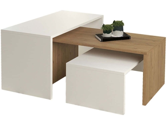 Τραπέζι Σαλονιού Bentil (Σετ 3Τμχ) HM9444.11 65x35x45cm Sonoma-White