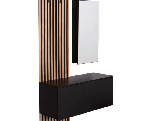 Έπιπλο Εισόδου Με Καθρέπτη Myles HM18080.02 100x37x200cm Sonoma-Black Μελαμίνη