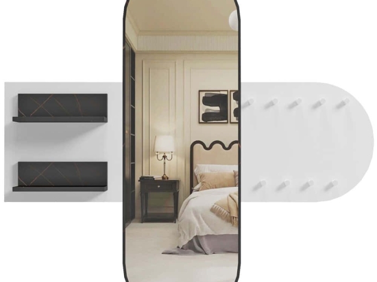 Έπιπλο Εισόδου Με Καθρέπτη Cheryl HM9049.11 125x40x120cm Marble Effect Black-White Μελαμίνη
