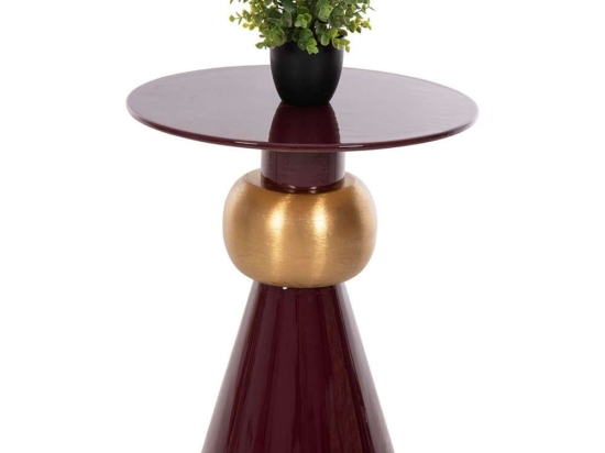 Τραπεζάκι Βοηθητικό Patna HM4234.06 Φ46x51,5cm Bordo-Gold Μέταλλο