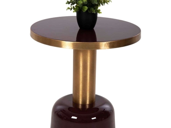 Τραπεζάκι Βοηθητικό Erode HM4242.06 Φ50,5x52,5cm Cherry-Gold Μέταλλο
