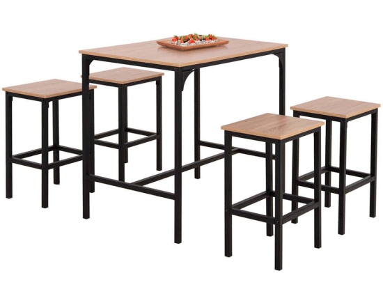Τραπεζαρία Μπαρ Boxy (Σετ 5Τμχ) HM9882.01 100x60x86cm Sonoma 4 Θέσεων Μελαμίνη,Μέταλλο