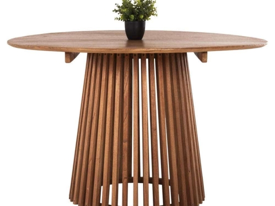 Τραπέζι Τραπεζαρίας Frantz HM9388.11 Φ120x76,5cm Από Μασίφ Ξύλο Mindi Natural Ξύλο