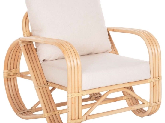 Πολυθρόνα Baroness HM9813 81x90x92cm Μαξιλάρια Natural-White