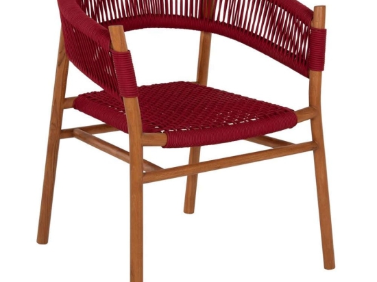 Πολυθρόνα Irving HM9797 60x55x75cm Με Σχοινί Από Ξύλο Teak Natural-Bordeaux Ξύλο,Σχοινί
