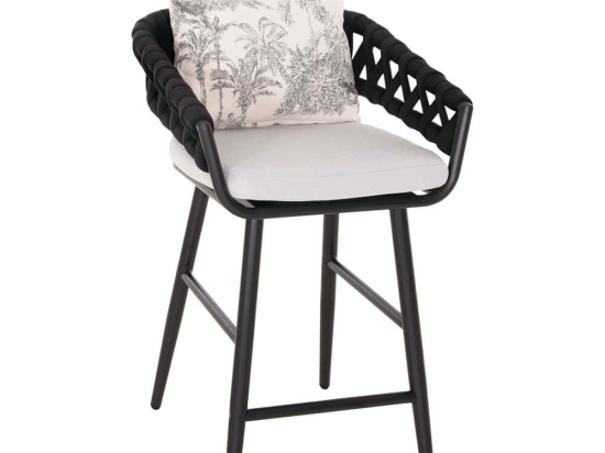 Σκαμπό Bar Με Μαξιλάρι Camden HM6142.01 56x60x108cm Anthracite-Ecru