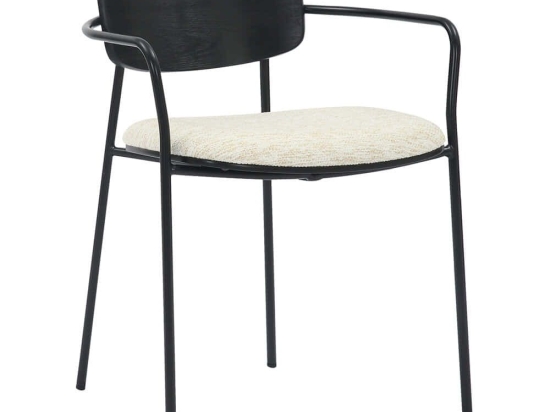 Καρέκλα Vikki HM9980.02 54x54x75,5cm Black-Ecru Ξύλο,Μέταλλο
