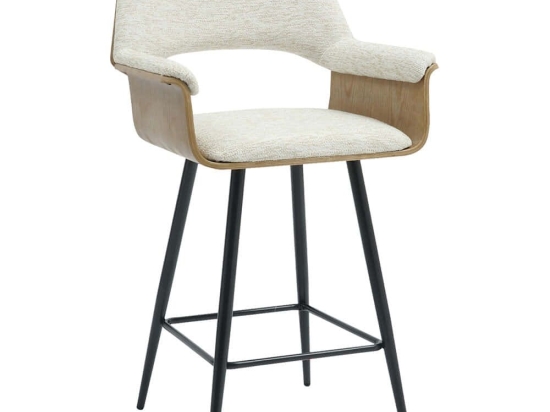 Σκαμπό Bar Clipp HM9987.02 57,5x53x98cm Ecru Μέταλλο,Ύφασμα