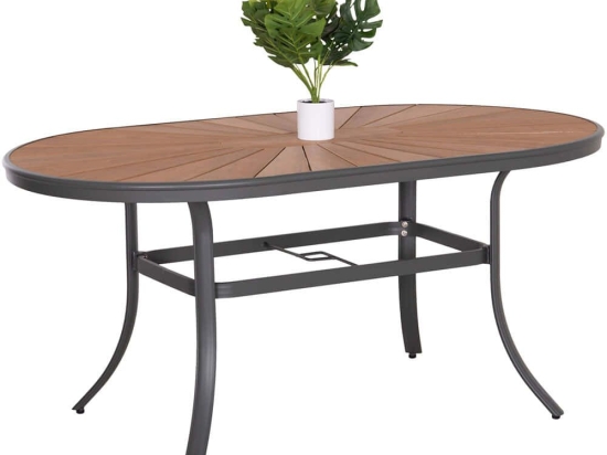 Τραπέζι Κήπου Telamo HM6288.01 160x90x73,5cm Anthracite-Natural