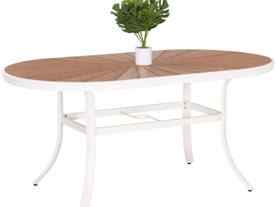 Τραπέζι Κήπου Telamo HM6288.02 160x90x73,5cm White-Natural