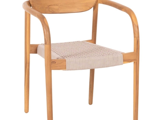 Πολυθρόνα Oslo HM9636.07 55x54x80cm Ξύλο-Σχοινί Natural-Beige Ξύλο,Σχοινί
