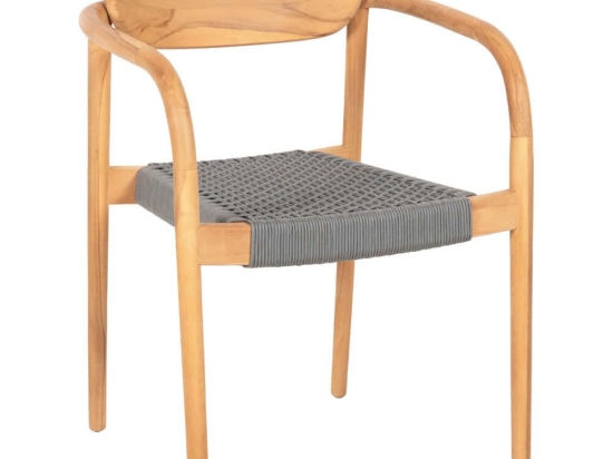 Πολυθρόνα Oslo HM9636.08 55x54x80cm Ξύλο-Σχοινί Natural-Grey Ξύλο,Σχοινί