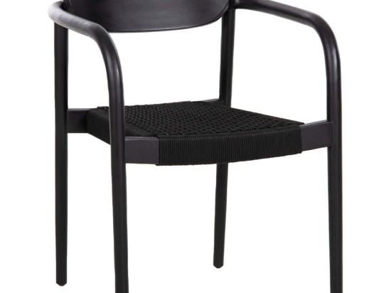 Πολυθρόνα Oslo HM9636.12 55x54x80cm Ξύλο-Σχοινί Black Ξύλο,Σχοινί