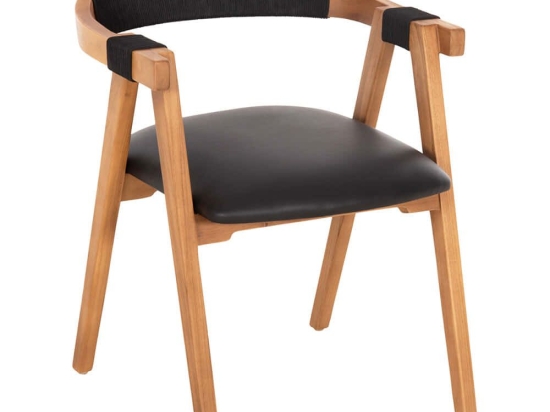 Πολυθρόνα Rimini HM9867.02 60x61x76cm Natural-Black Ξύλο,Τεχνόδερμα