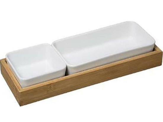 Ορντεβιέρα 2 Θέσεων (Σετ 2 Τμχ) 07.173777 28x10,5cm White-Natural Πορσελάνη