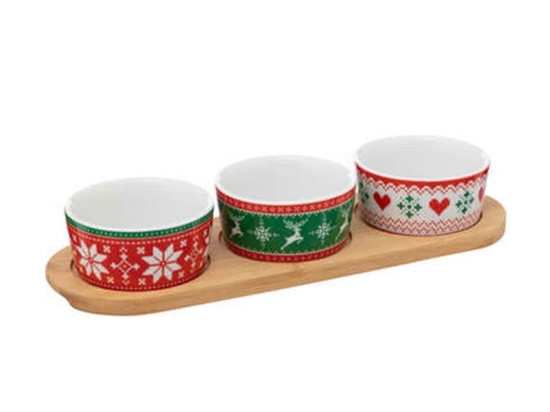 Μπωλάκια Xmas (Σετ 3τμχ) Σε Βάση Μπαμπού 07.191162 42x14cm Multi
