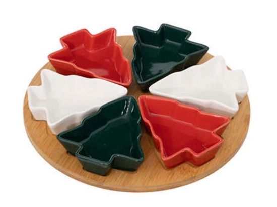 Σετ Σερβιρίσματος Xmas With 6 Bowls Σε Βάση Μπαμπού 07.191163 D27cm Multi