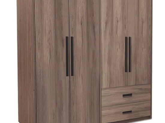 Ντουλάπα Τετράφυλλη Edritte 072-000098 160x52x195cm Light Walnut Τετράφυλλη