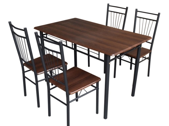 Τραπεζαρία Roza I 072-000136 (Σετ 5Τμχ) 110x68x75cm Coffee-Black 4 Θέσεων