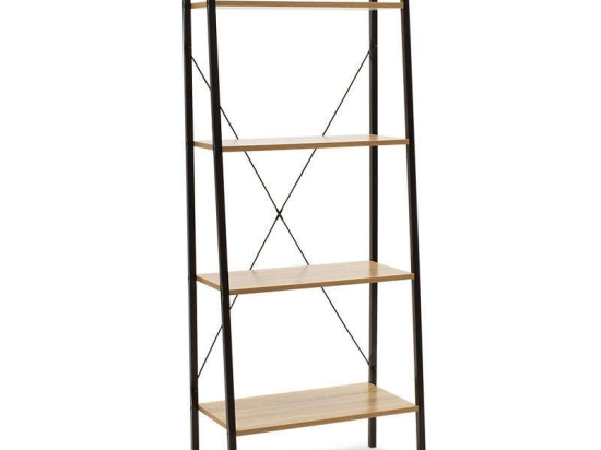 Βιβλιοθήκη Ramon 085-000001 60x23x145,5cm Natural - Black Μελαμίνη,Μέταλλο