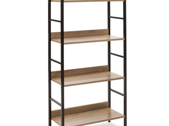 Βιβλιοθήκη Ramon 085-000002 60x28x125,5cm Natural - Black Μελαμίνη,Μέταλλο